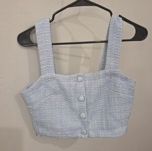 Jason Wu Light Blue Tweed Crop Top